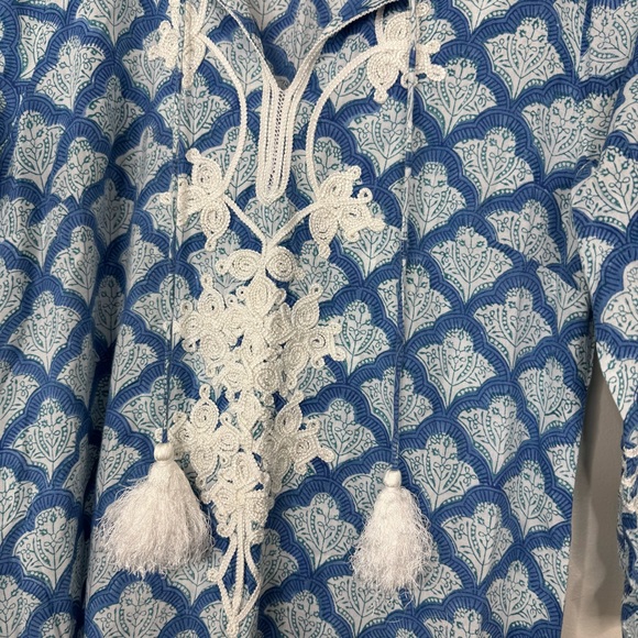 Roller Rabbit Jemina Punta Long Kurta 3/4 Sleeves Maxi Dress Side Slits Small - Picture 6 of 11